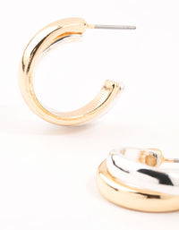 Mixed Metals Double Overlap Hoop Earrings - link has visual effect only