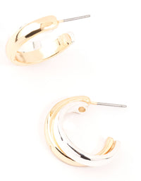 Mixed Metals Double Overlap Hoop Earrings - link has visual effect only