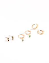 Gold Oval Stud & Hoop Earrings 3-Pack - link has visual effect only