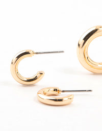 Mixed Metals Chunky Huggie Hoop Earrings - link has visual effect only