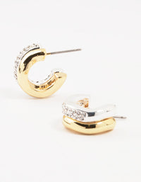 Cubic Zirconia & Clean Wave Hoop Earrings - link has visual effect only