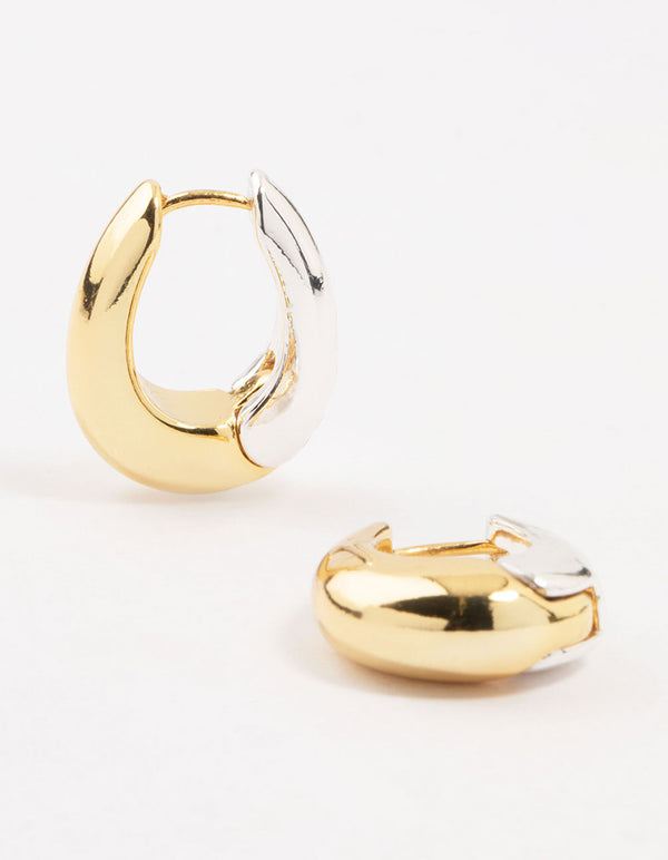 Mixed Metals Chunky Oval Hoop Earrings