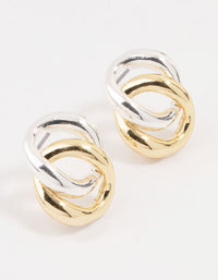 Mixed Metals Circle Stud Earrings - link has visual effect only