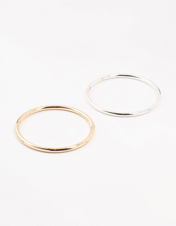 Mixed Metals Round Bangles 2-Pack