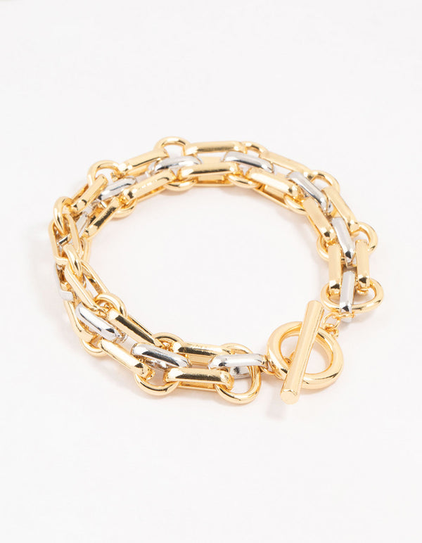 Mixed Metals Statement Toggle Chain Bracelet