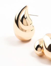 Double Gold Teardrop Stud Earrings - link has visual effect only