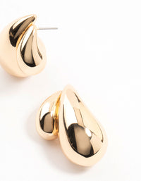 Double Gold Teardrop Stud Earrings - link has visual effect only