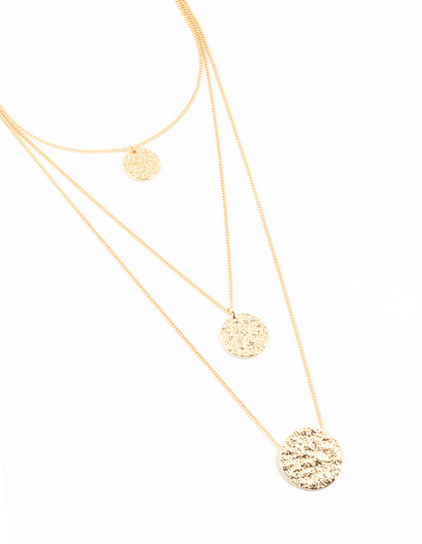 Gold 3 Row Coin Necklace