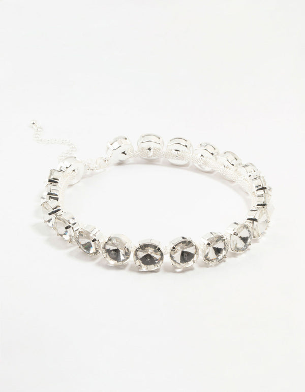 Rhodium Diamante Choker Necklace