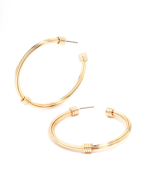 Gold Knotted Rope Hoop Earrings