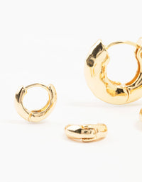 Gold Plated Brass Hammered Graduating Hoop Earrings 3-Pack - link has visual effect only