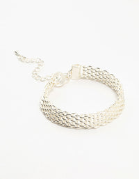 Silver Plated Brass  Skinny Mesh Link Bracelet - link has visual effect only