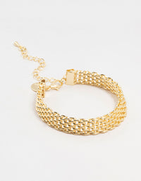 Gold Plated Brass Skinny Mesh Link Bracelet - link has visual effect only