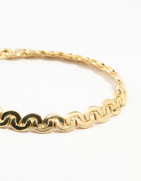 Gold Plated Brass C-Link Chain Bracelet - link has visual effect only