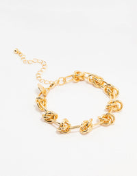 Gold Plated Brass Knotted Link Bracelet - link has visual effect only