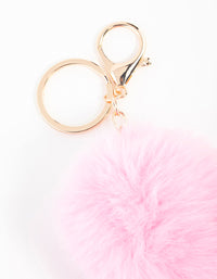 Pink Pom Pom Fabric Keychain - link has visual effect only