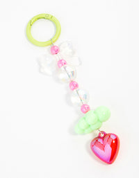 Pink & Green Cloud Bow Keychain - link has visual effect only