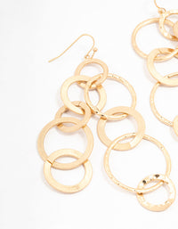 Gold Multiple Link Drop Earrings - link has visual effect only