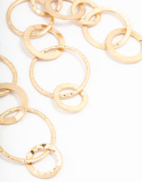 Gold Multiple Link Drop Earrings - link has visual effect only