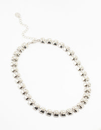 Large Rhodium Pearl Chain Short Necklace - link has visual effect only