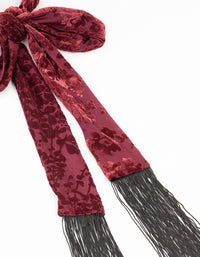 Burgundy Devore Velvet Fabric Fringe Scarf - link has visual effect only