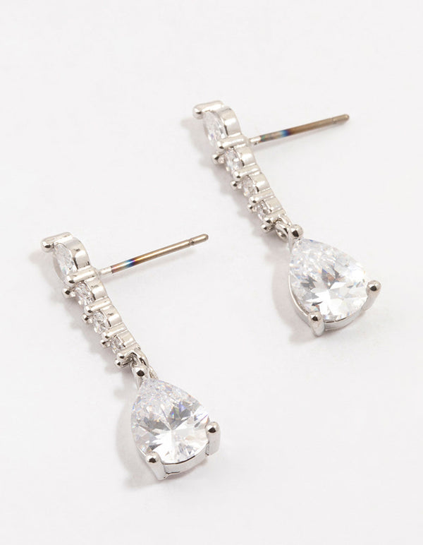 Silver Cubic Zirconia Drop Earrings