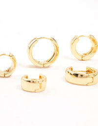 Gold Plated Thick Bold Hoop Earrings 3-Pack - link has visual effect only