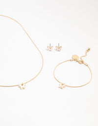 Kids Gold Butterfly Necklace & Earrings & Wrist Cuff Set - link has visual effect only