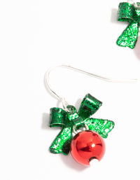 Green Bow & Red Bell Drop Earrings - link has visual effect only