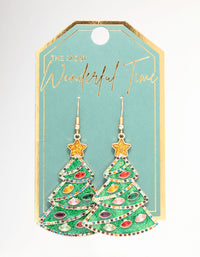 Green Enamel Tree Drop Earrings - link has visual effect only