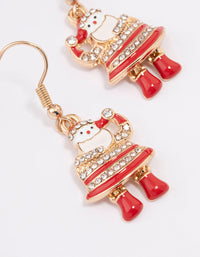 Gold Enamel Santa Earrings - link has visual effect only