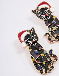 Black Cat With Santa Hat Earrings - link has visual effect only