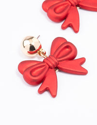 Red Pearlised Bow Drop Earrings - link has visual effect only