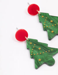 Red & Green Acrylic Tree Drop Earrings - link has visual effect only