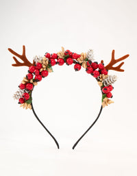 Reindeer & Wreath Fabric Headband - link has visual effect only