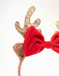 Red Bow & Glitter Reindeer Headband - link has visual effect only