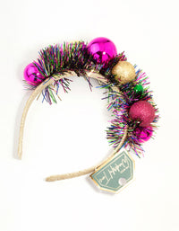 Multicoloured Xmas Bauble Tinsel Headband - link has visual effect only