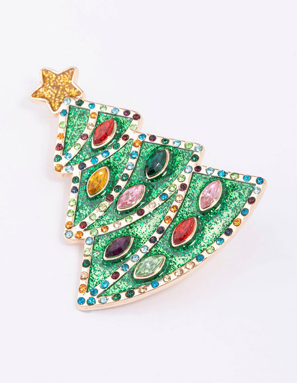 Green Enamel Tree Brooch