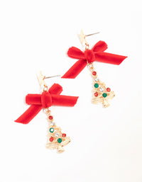 Red Bow & Diamante Tree Drop Earrings - link has visual effect only