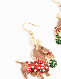 Gold Sausage Dog Drop Earrings - link has visual effect only