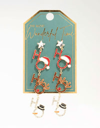 Large Diamante Ho Ho Ho Drop Earrings - link has visual effect only