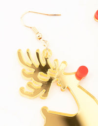 Gold Acrylic Reindeer Drop Earrings - link has visual effect only