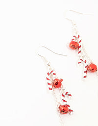 Rhodium Candy Canes & Bells Drop Earrings - link has visual effect only