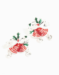 Red & Green Diamante Bells Silver Stud Earrings - link has visual effect only