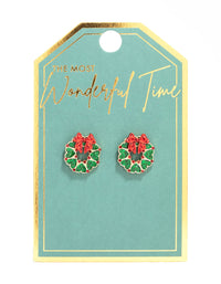 Green Wreath Stud Earrings - link has visual effect only