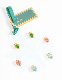 Multicoloured Ornate Lights Stud Earrings 3-Pack - link has visual effect only