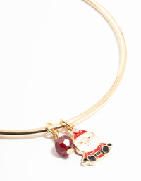 Enamel Santa & Red Bead Gold Charm Bangle - link has visual effect only