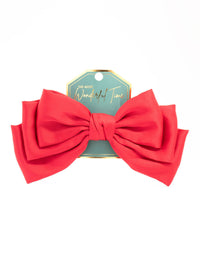 Red Pleated Fabric Bow Clip - link has visual effect only