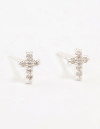 Cubic Zirconia Cross Sterling Silver Stud Earrings - link has visual effect only