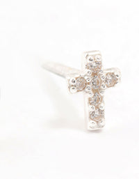 Cubic Zirconia Cross Sterling Silver Stud Earrings - link has visual effect only